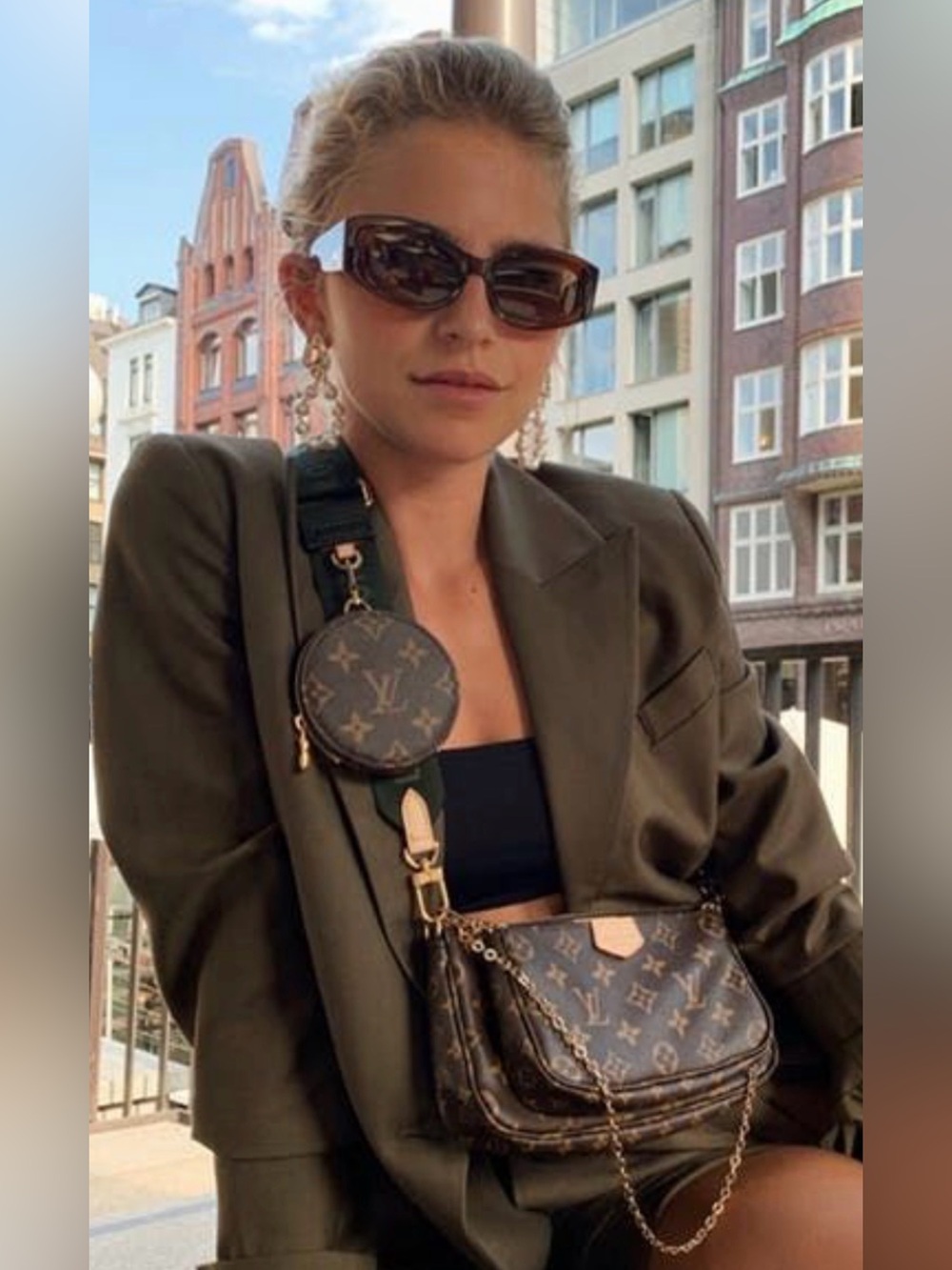 Louis Vuitton Monogram Multi-Pochette with Olive Strap & Gold chain strap